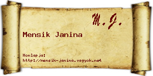 Mensik Janina névjegykártya
